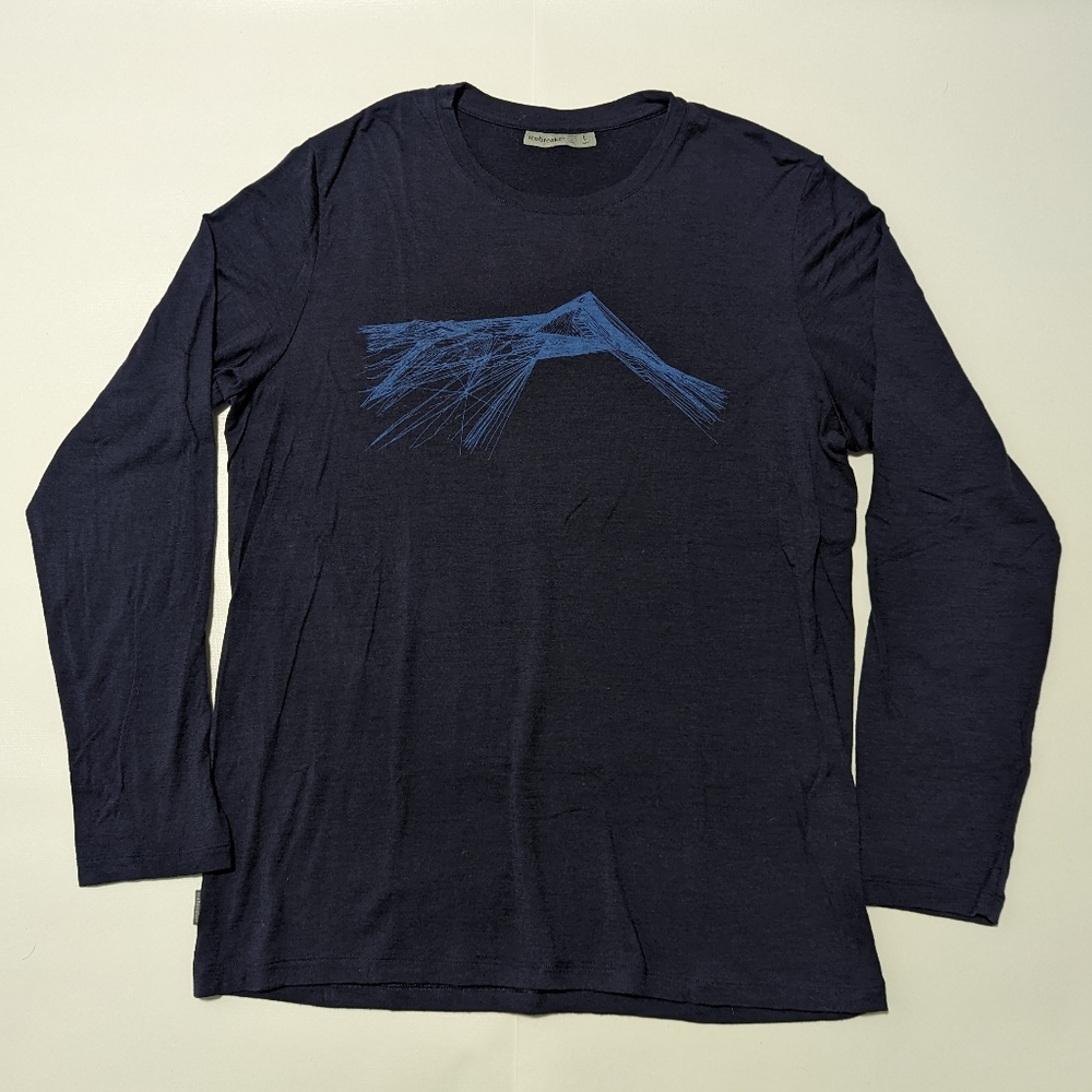 Men's Icebreaker L Navy Blue w Blue Mountain Graphic Long Sleeve Shirt